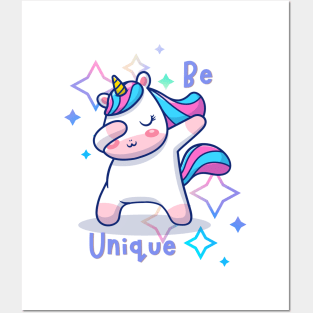 Be Unique Cool Unicorn with stars Posters and Art